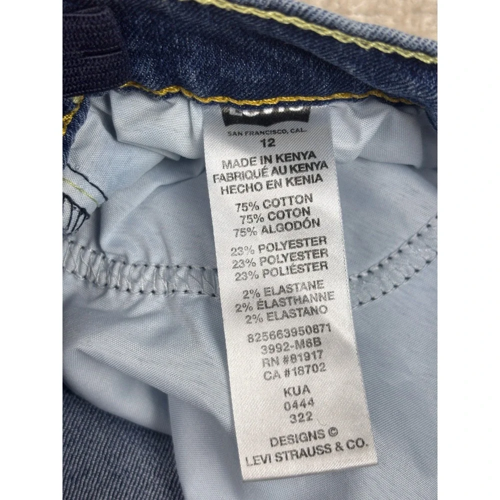 Levis 511 Slim Boys Blue Denim Jeans Size 12 Adjustable Waist 3992-M6B
